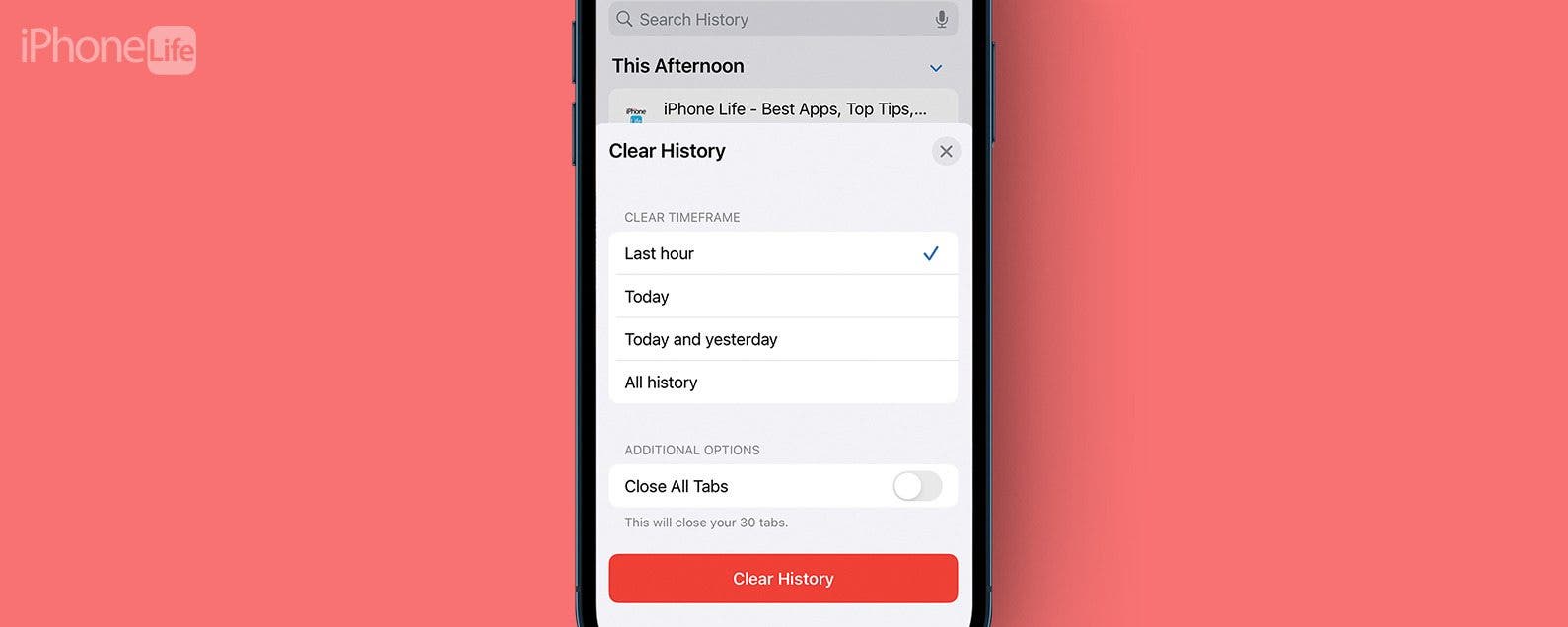 how to delete safari browsing history on iphone