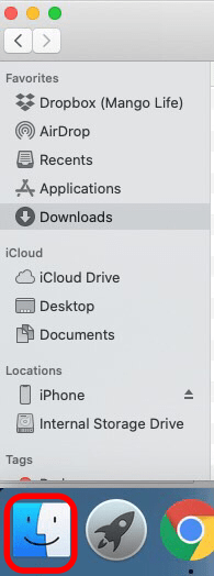 open the finder and click downloads to see the file