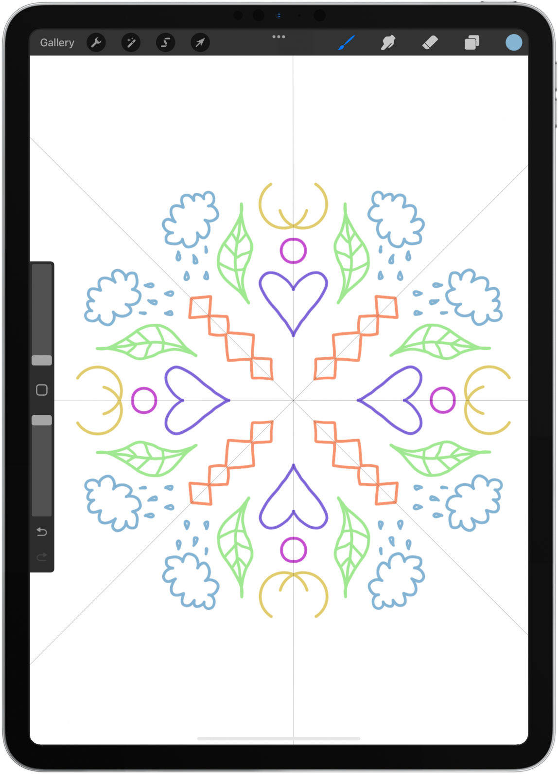 Here’s how radial rotational symmetry looks. It is great for drawing mandalas!