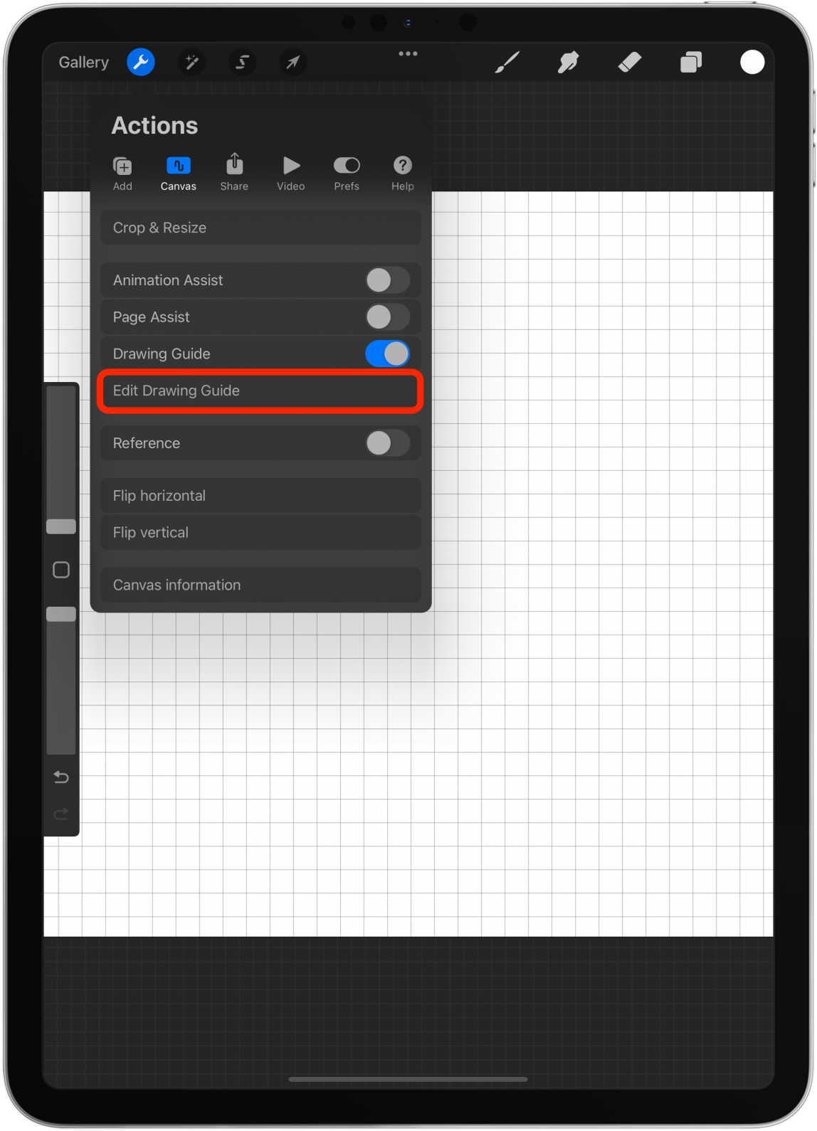 Tap Edit Drawing Guide.