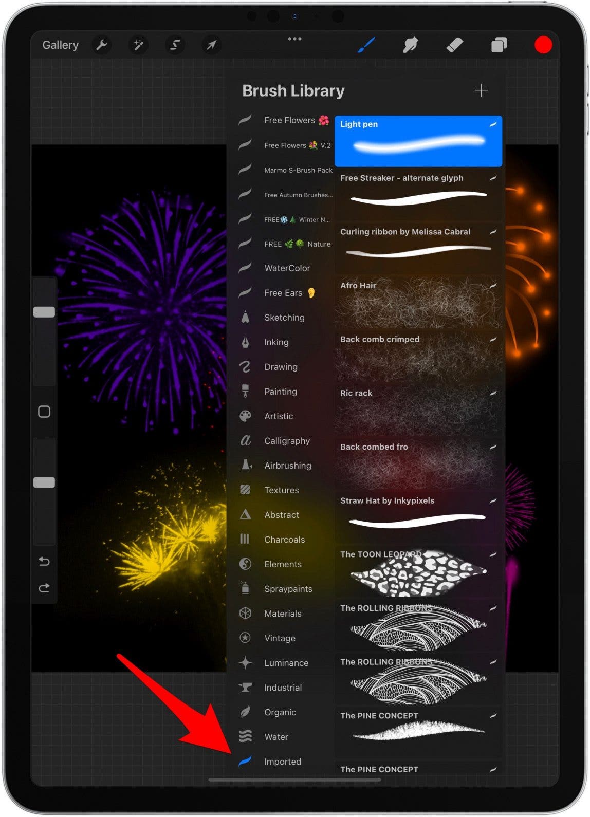 Imported Procreate brushes