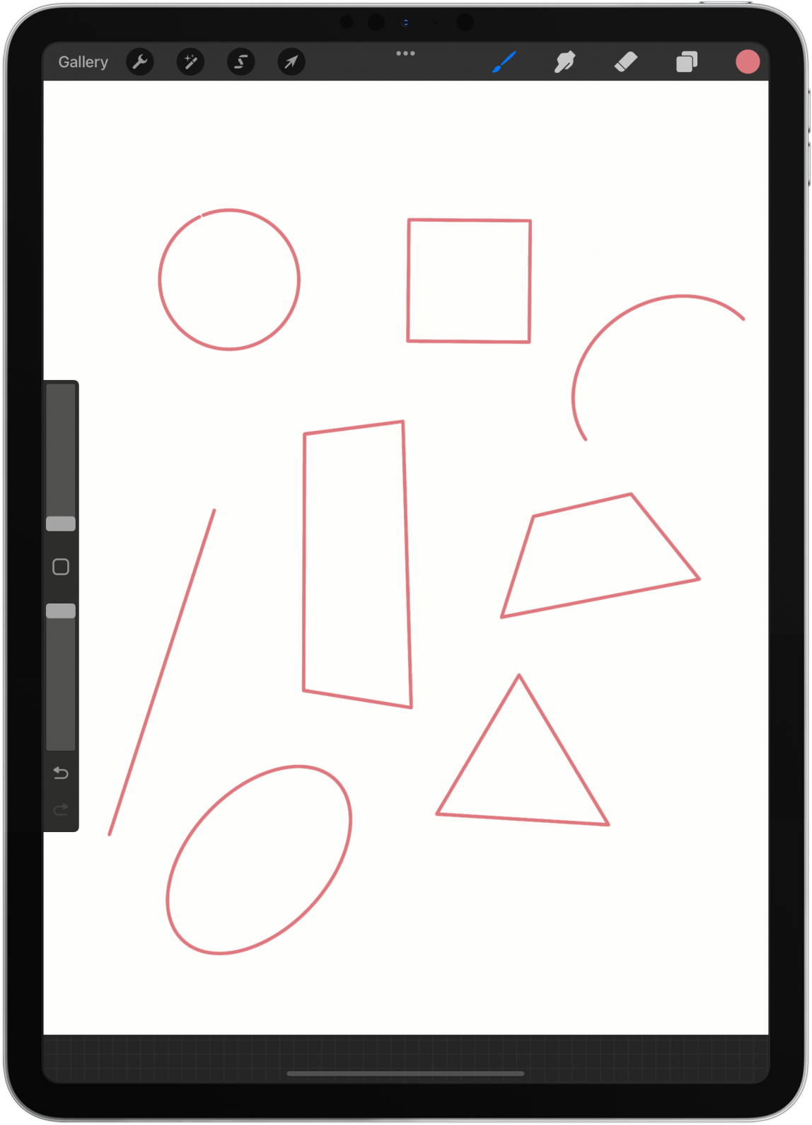 The shape options include line, arc, poly-line, ellipse, circle, triangle, square, rectangle, or quadrilateral shape.