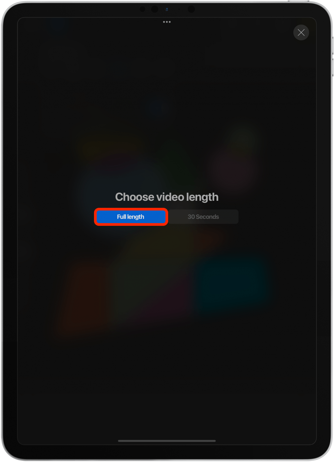 Pick between Full length and 30 seconds.