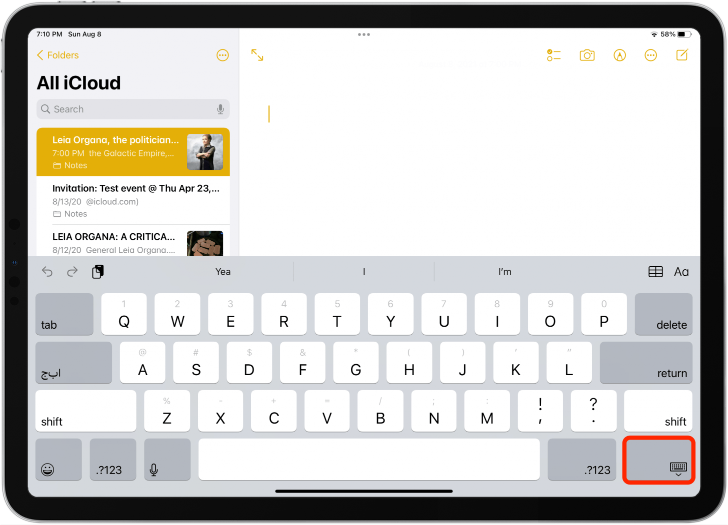 undock ipad keyboard