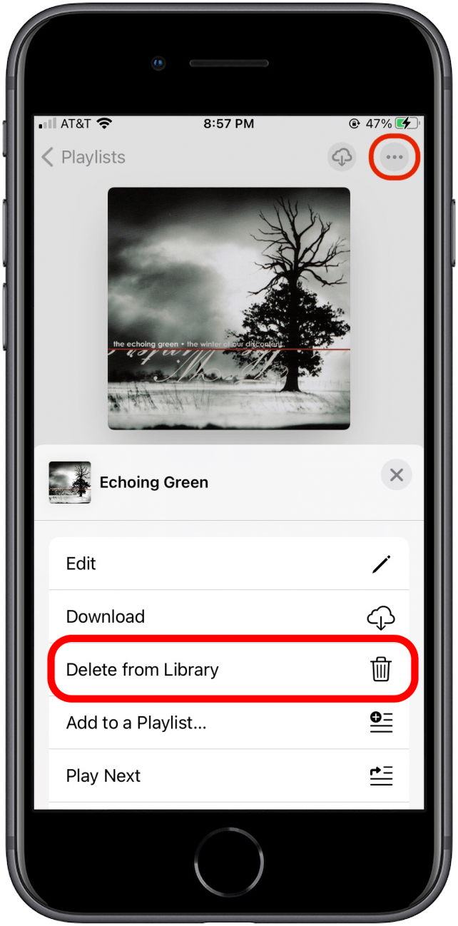 Select the Delete from Library option from the Apple Music menu.