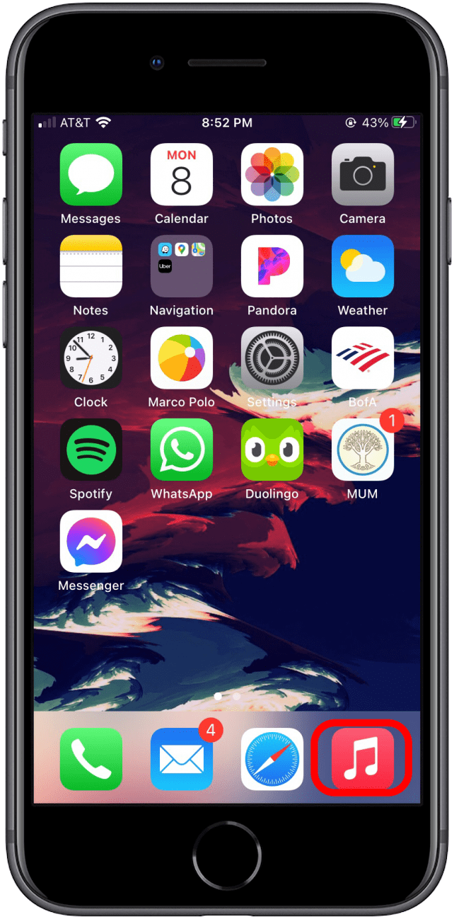 Select the Music App from your home screen.