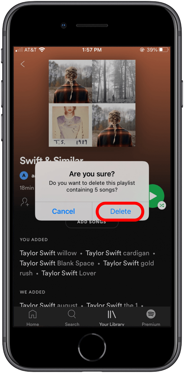 Confirm you want to remove the Spotify playlist