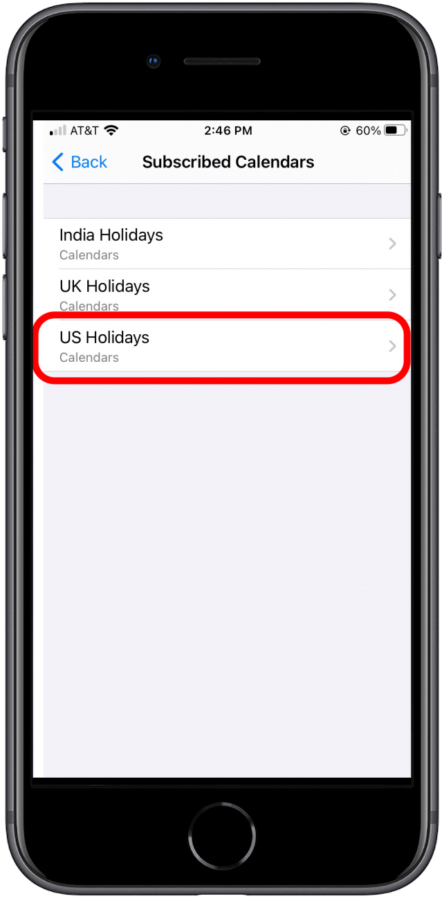 Select the calendar to delete