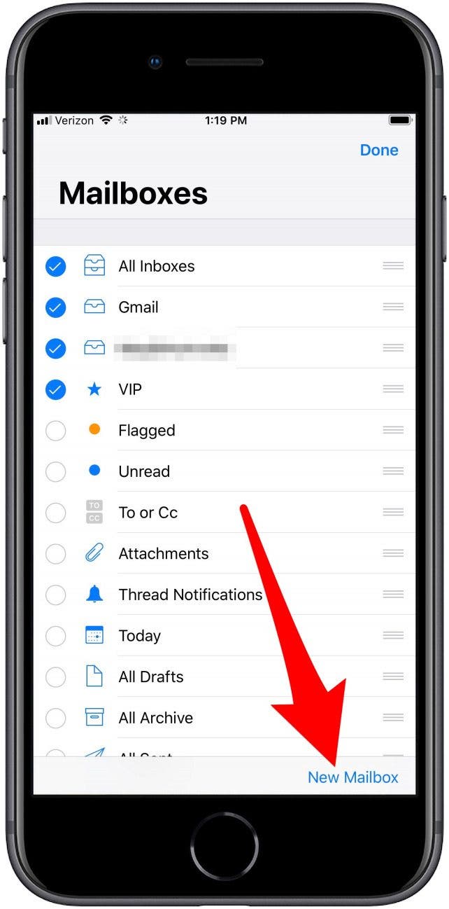 create new email folder on iphone