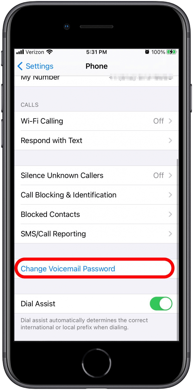 Change voicemail password