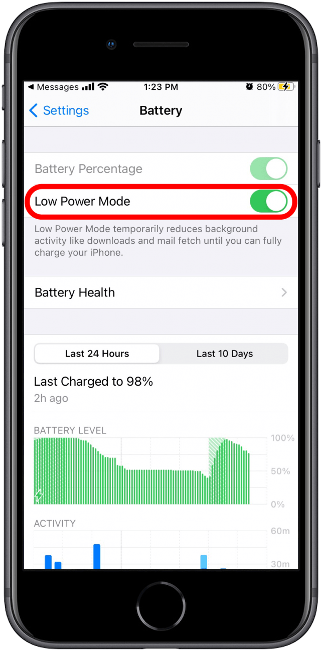 Toggle Low Power Mode on