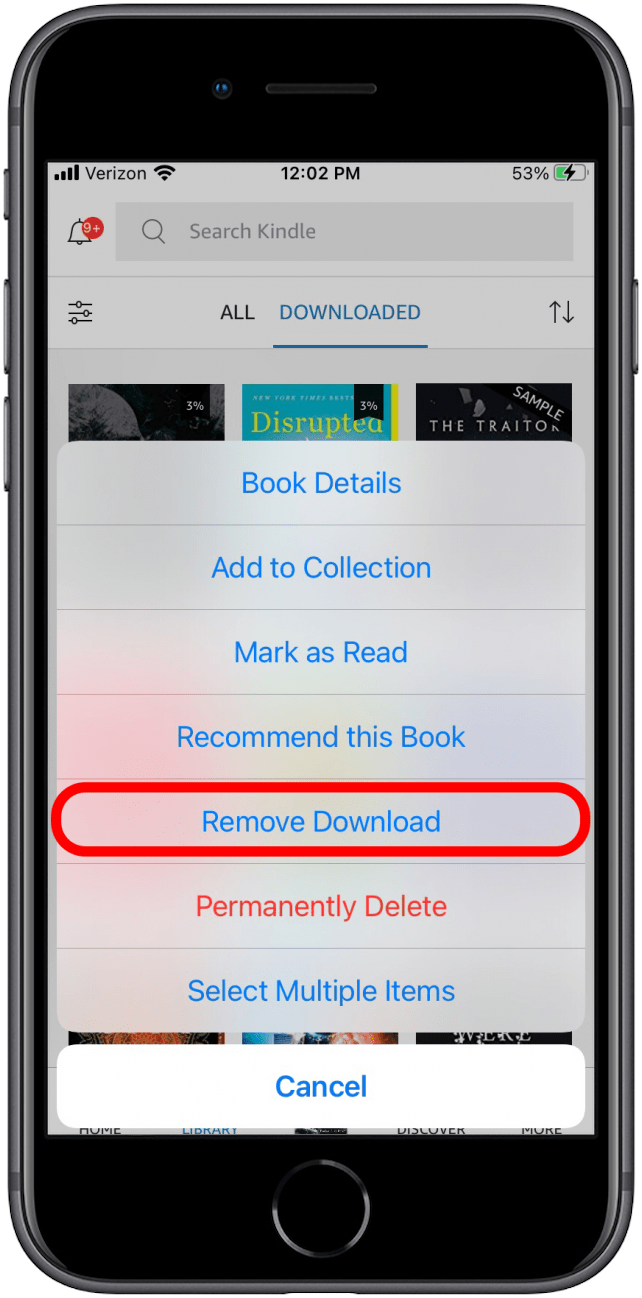 how to delete kindle books from ipad