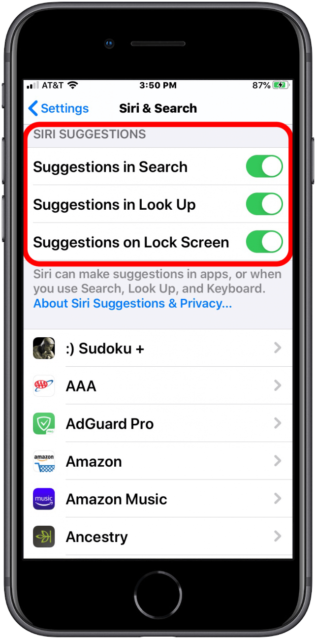 siri suggestions on iphone