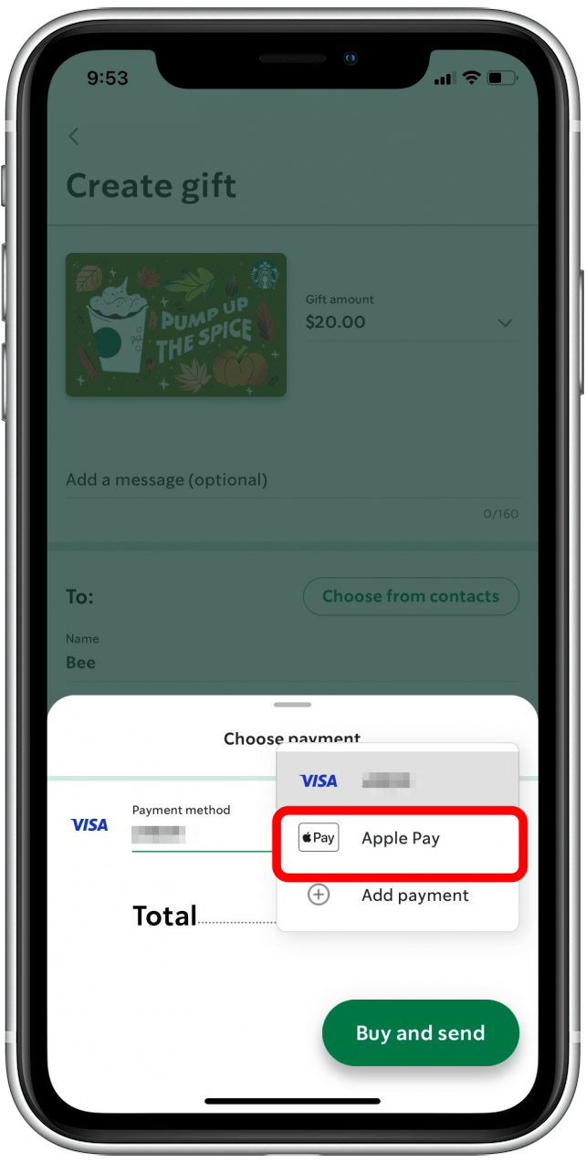 How to select Apple pay on app