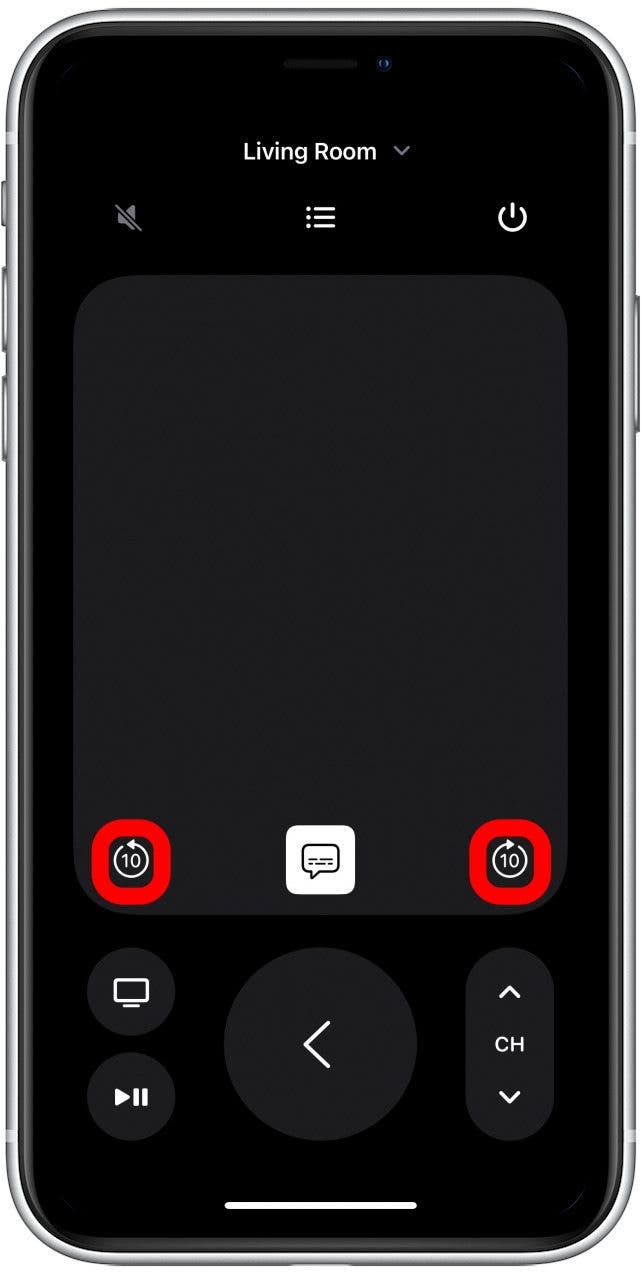 fast forward or rewind for 10 seconds on apple tv