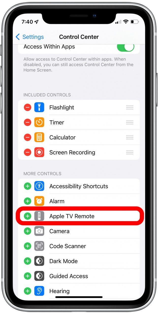 add apple tv remote