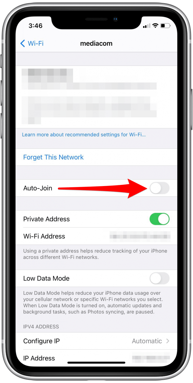 Tap the Auto-Join toggle to automatically join networks