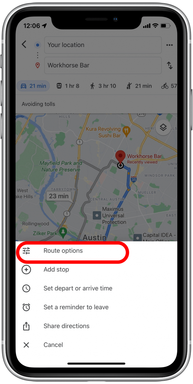 how to avoid tolls on iphone maps