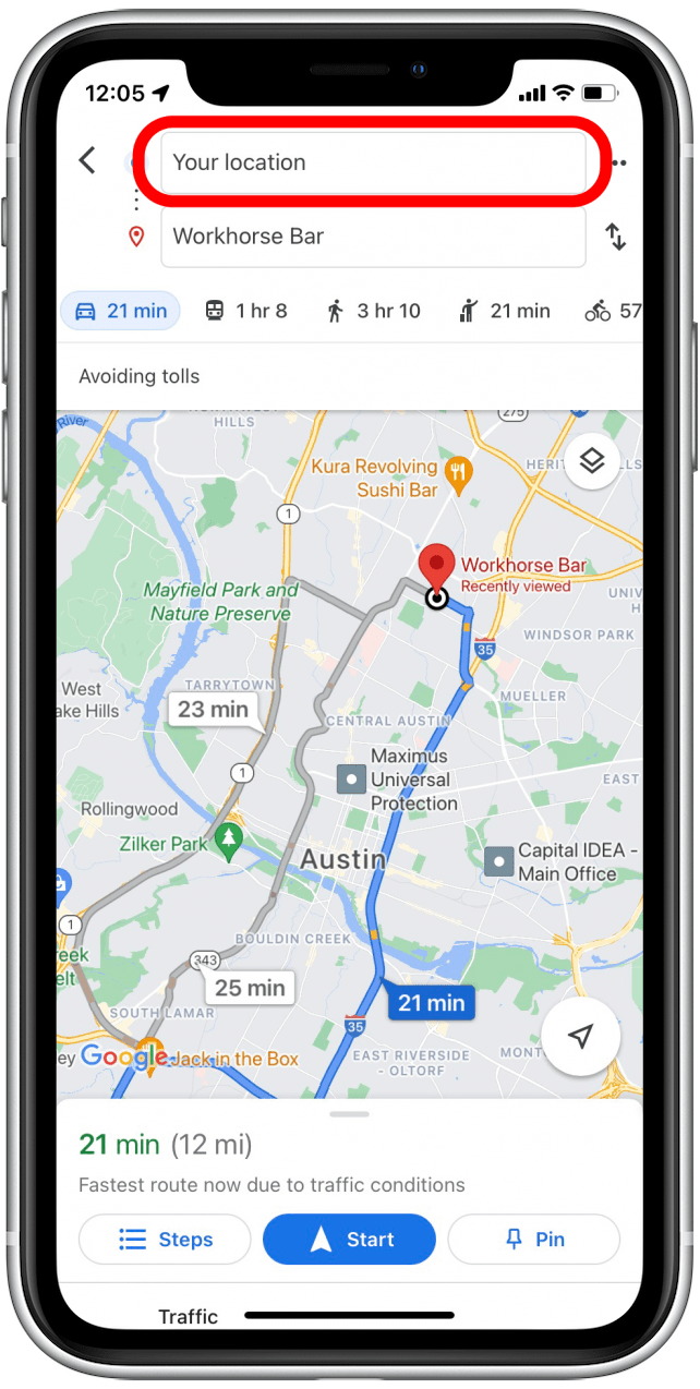 google maps avoid tolls