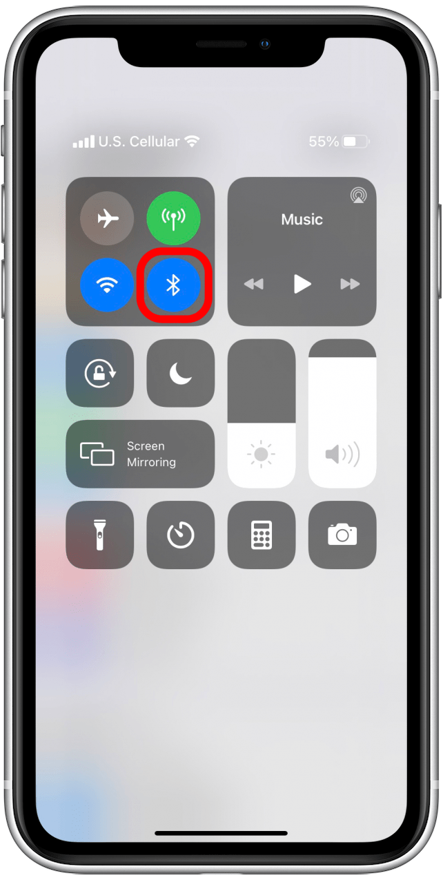 Bluetooth on Control Center