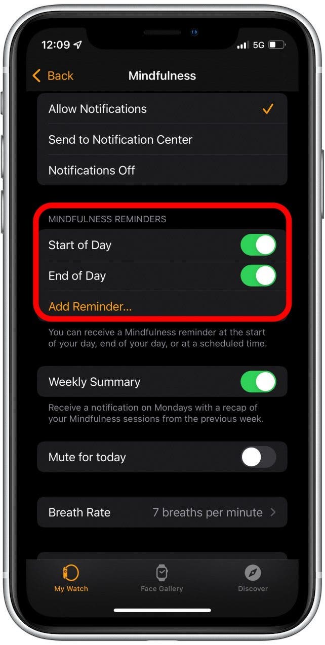 Allowed notifications options