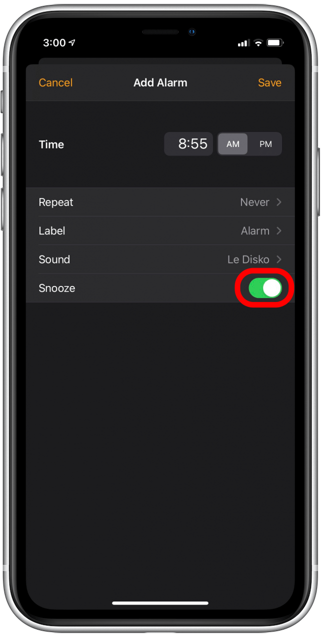 turn off snooze iphone