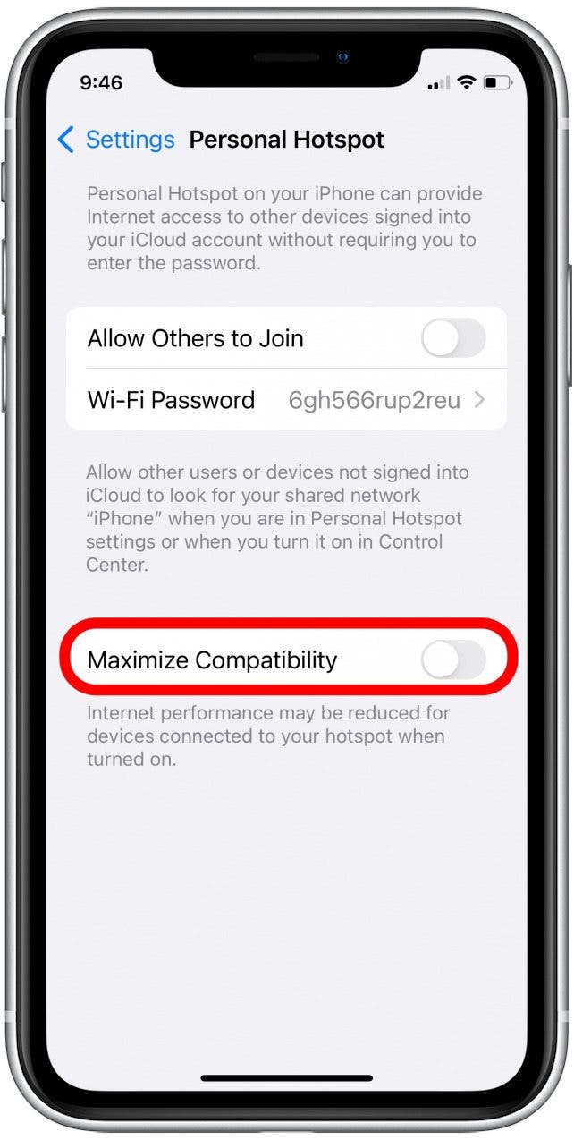 Tap to turn on Maximize Compatibility. This is how to make phone hot spot faster.