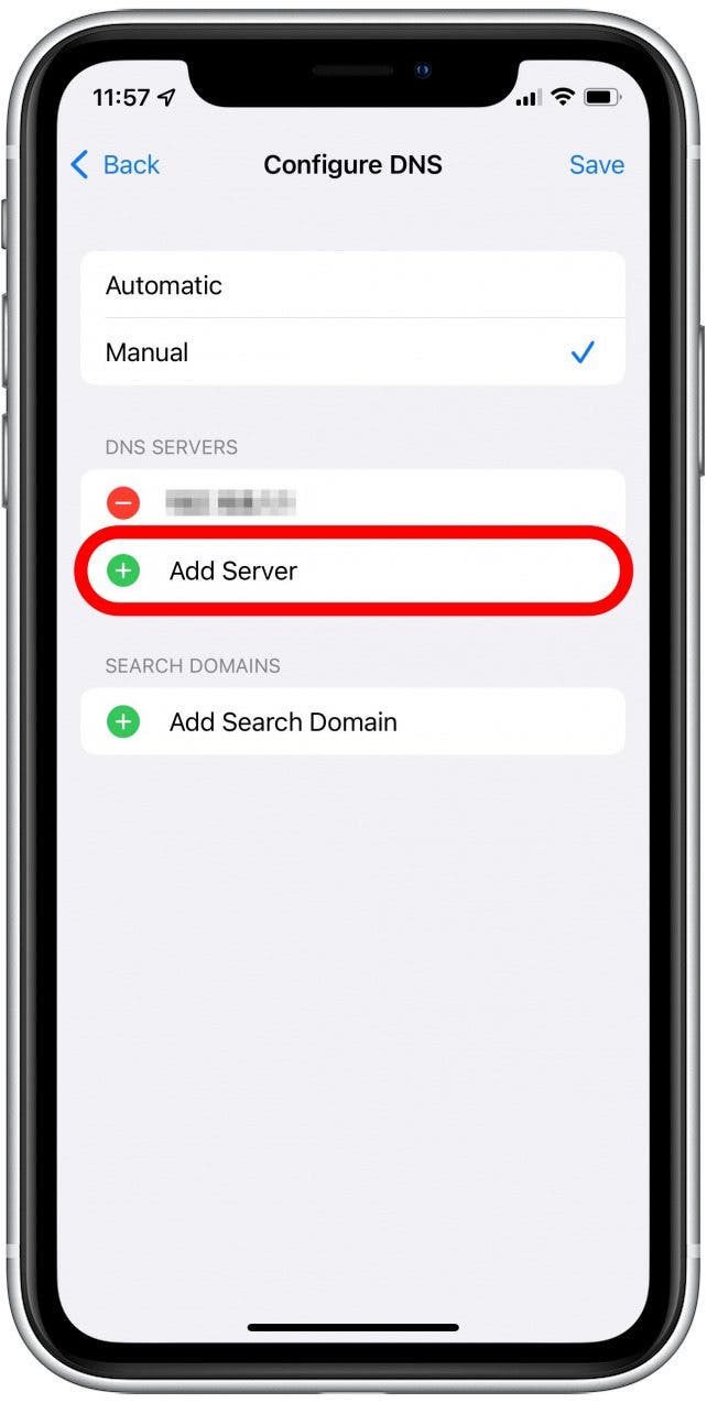 add google server when safari can't find server