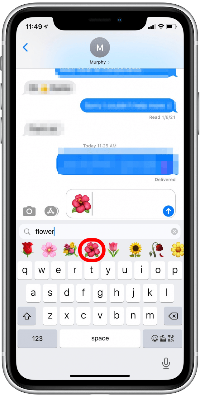 Type a search term and choose an emoji