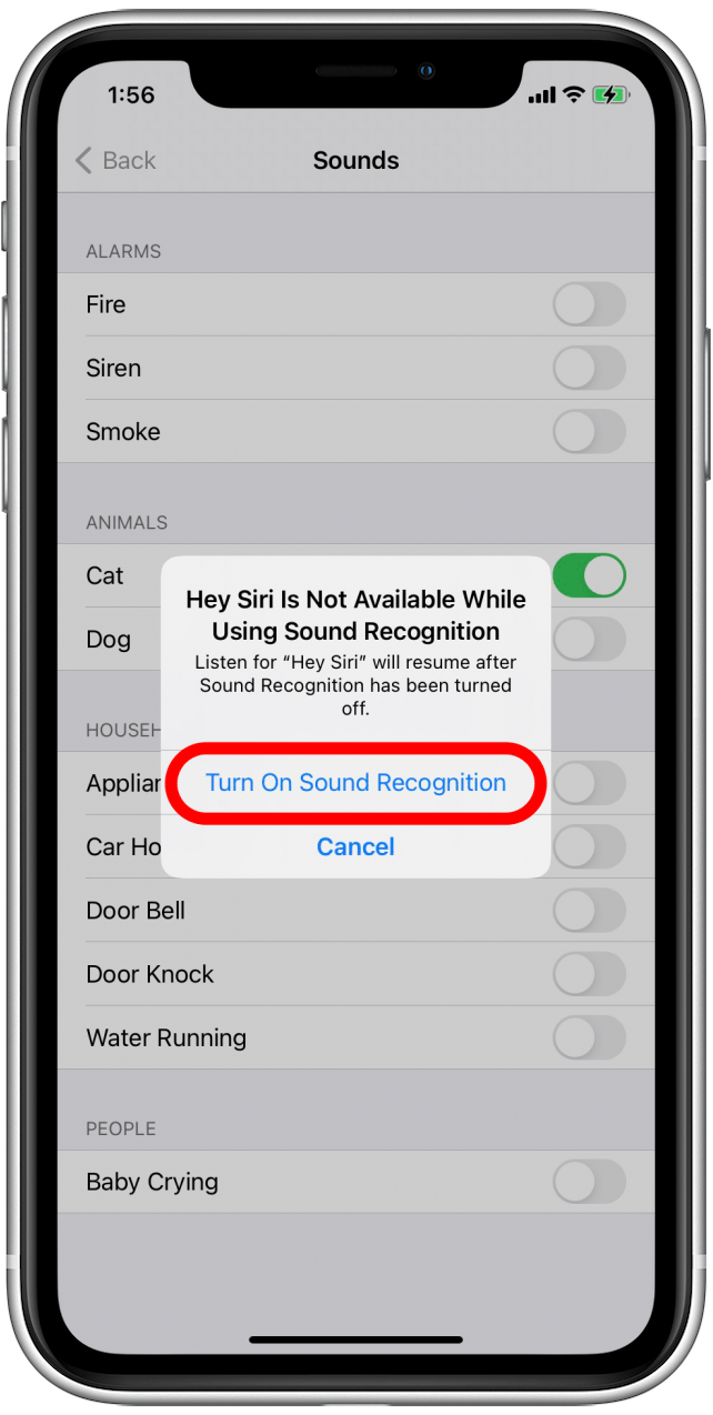 Tap Turn On Sound Recognition