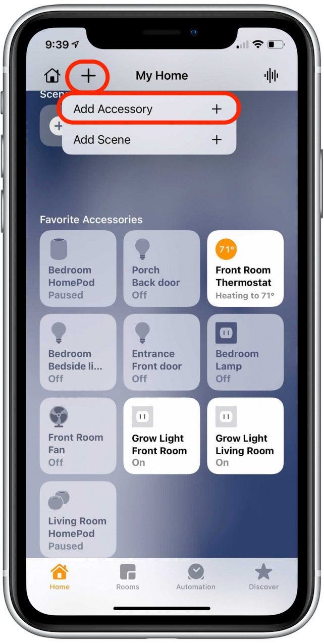 Select Add Accessory to add to Apple HomeKit