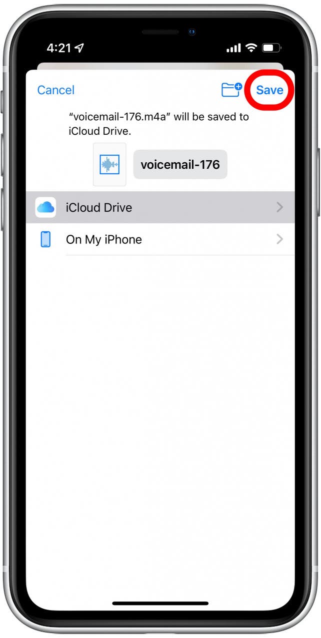 Tap Save once you’ve chosen the voicemails destination.