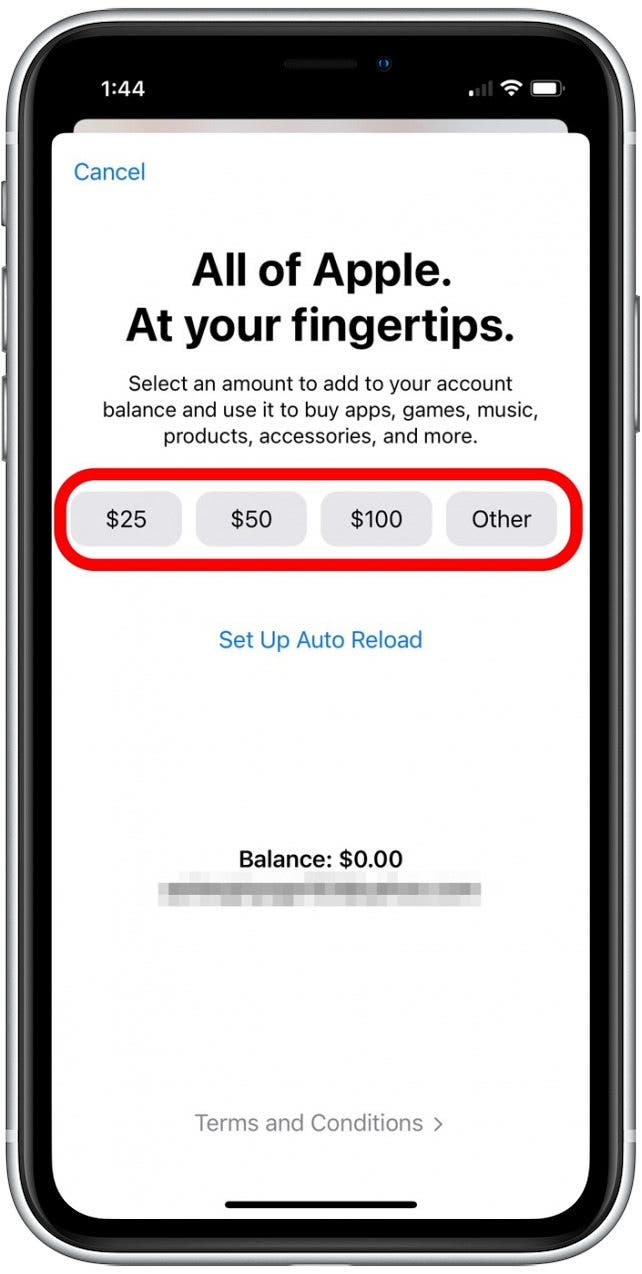 add an amount to your Apple ID