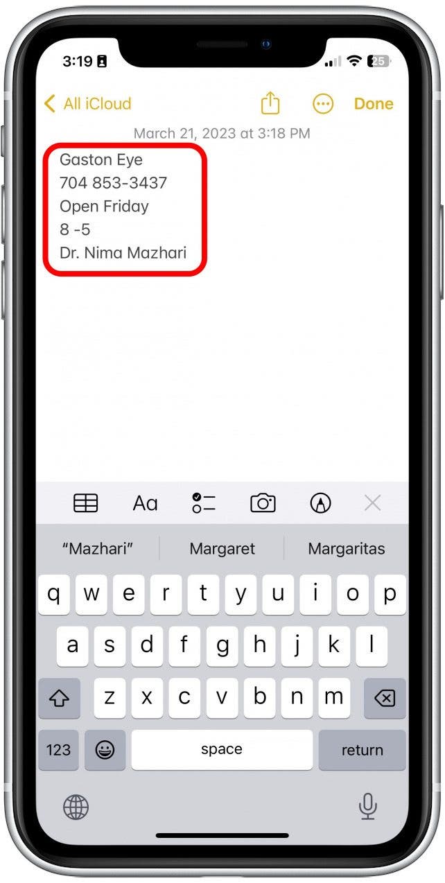 Then, anywhere you would normally paste text like in the Notes app or in Messages, paste the text. Before sending or saving, be sure to check for accuracy and typos!