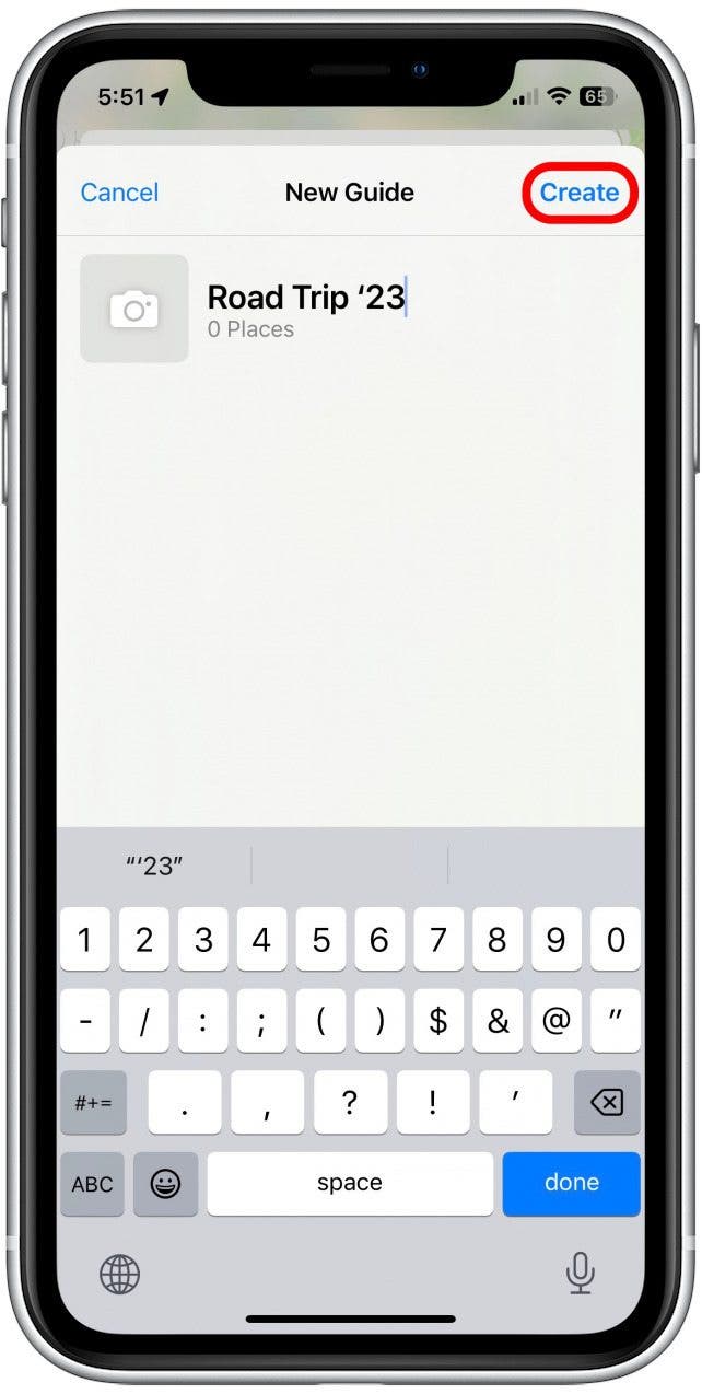 Enter a title for your guide and tap Create.