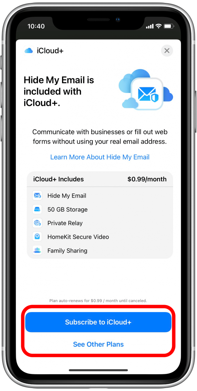 Subscribe to iCloud