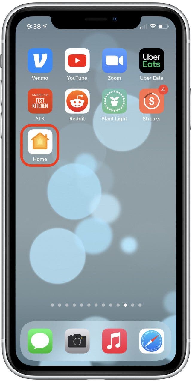 Open the Home app to add a HomeKit accessory