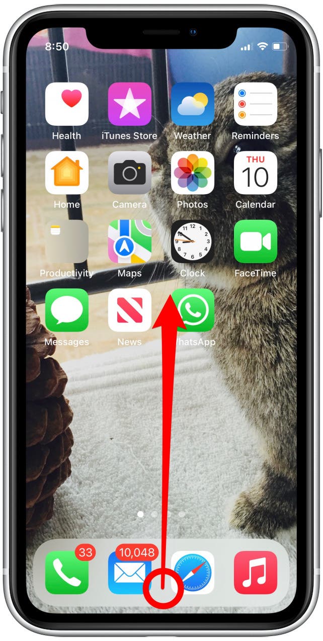 When using iPhone as a hotspot, on the Home screen, swipe up from the bottom of the screen to the middle.