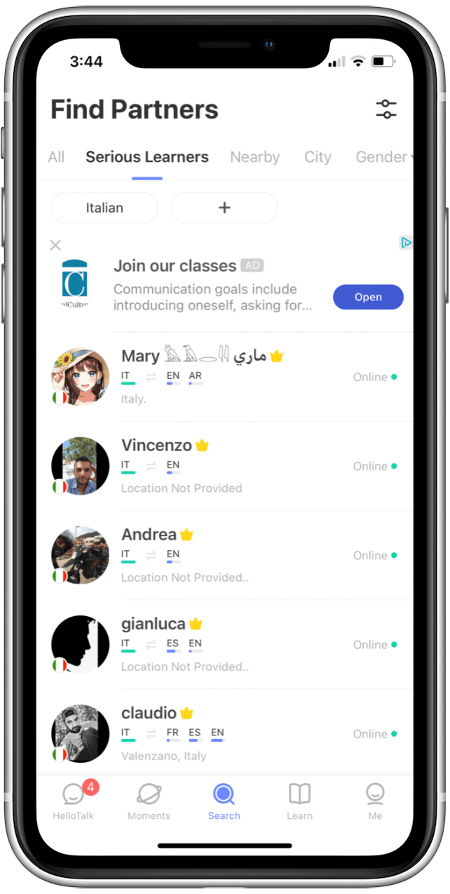 HelloTalk chat with partners to learn a new language