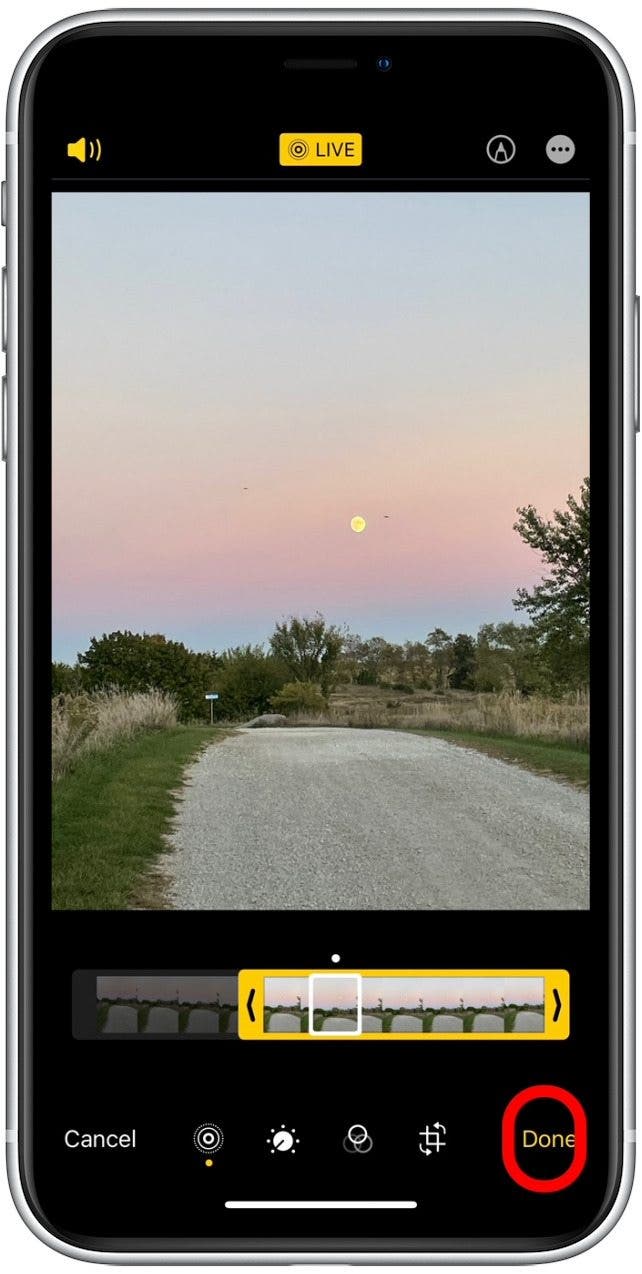 Tap Done when finished cropping the Live Photo. 