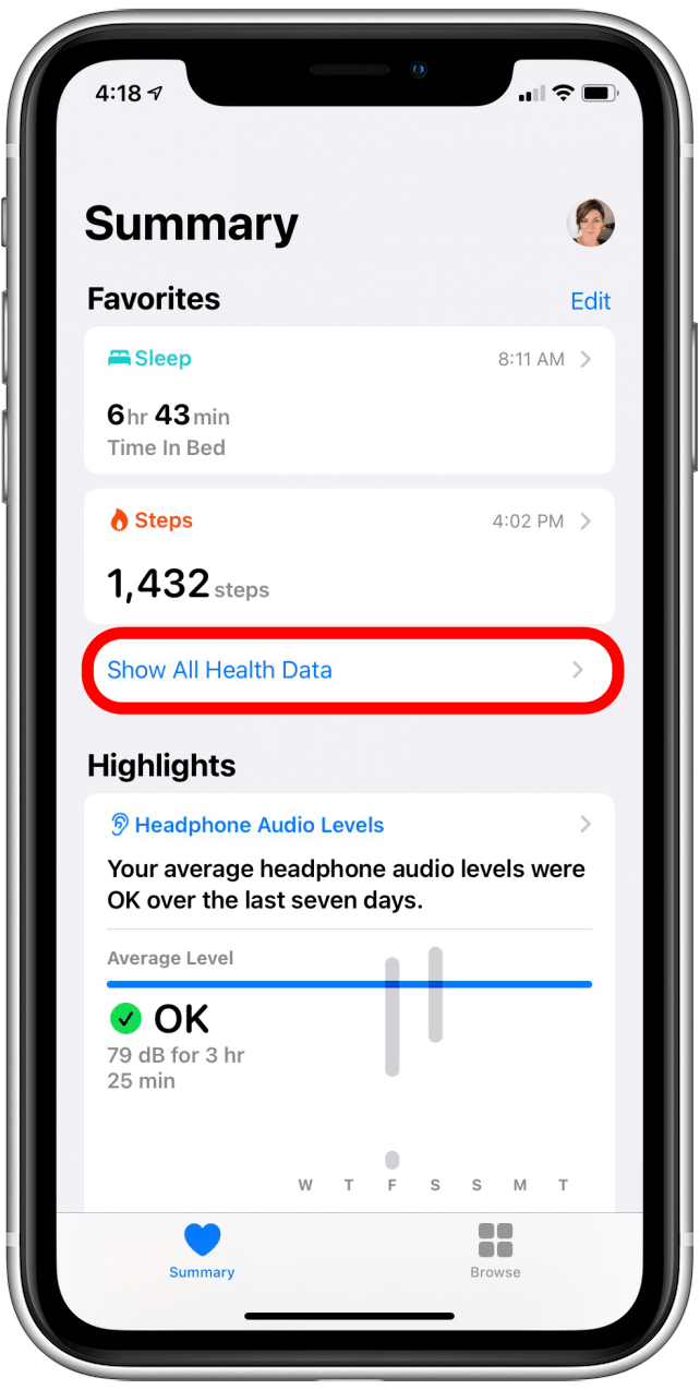 Tap on Show All Health Data if you don't see Handwashing on your Summary screen.