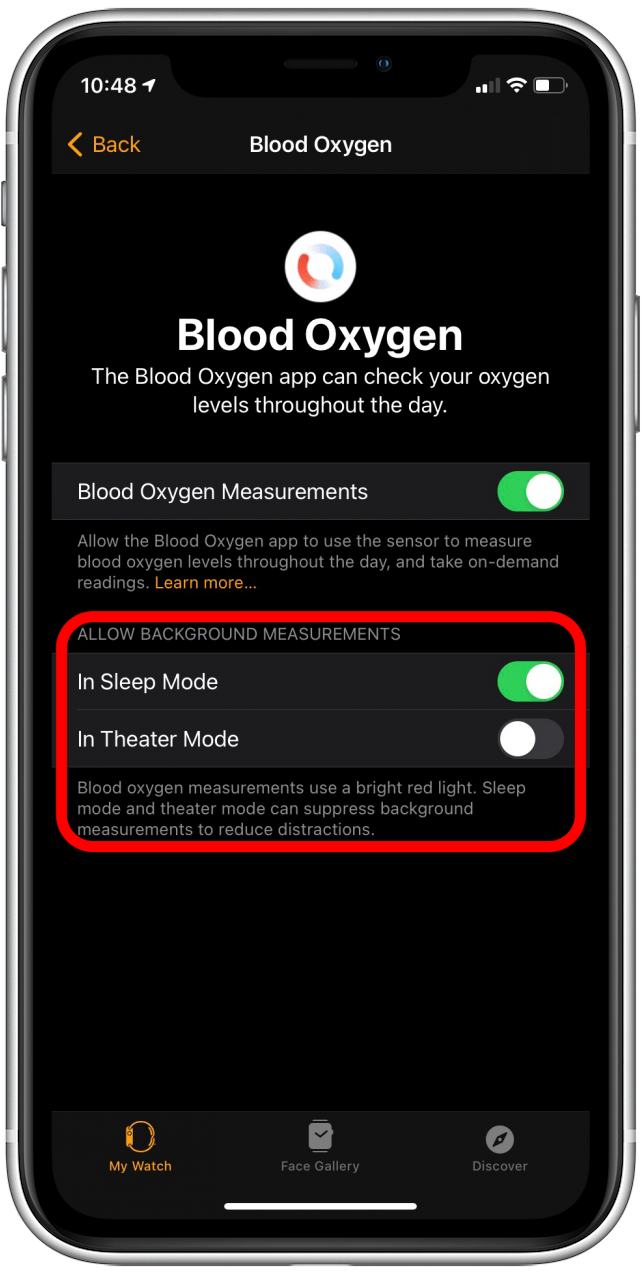 You can customize background oxygen meter activity by toggling the toggles on or off