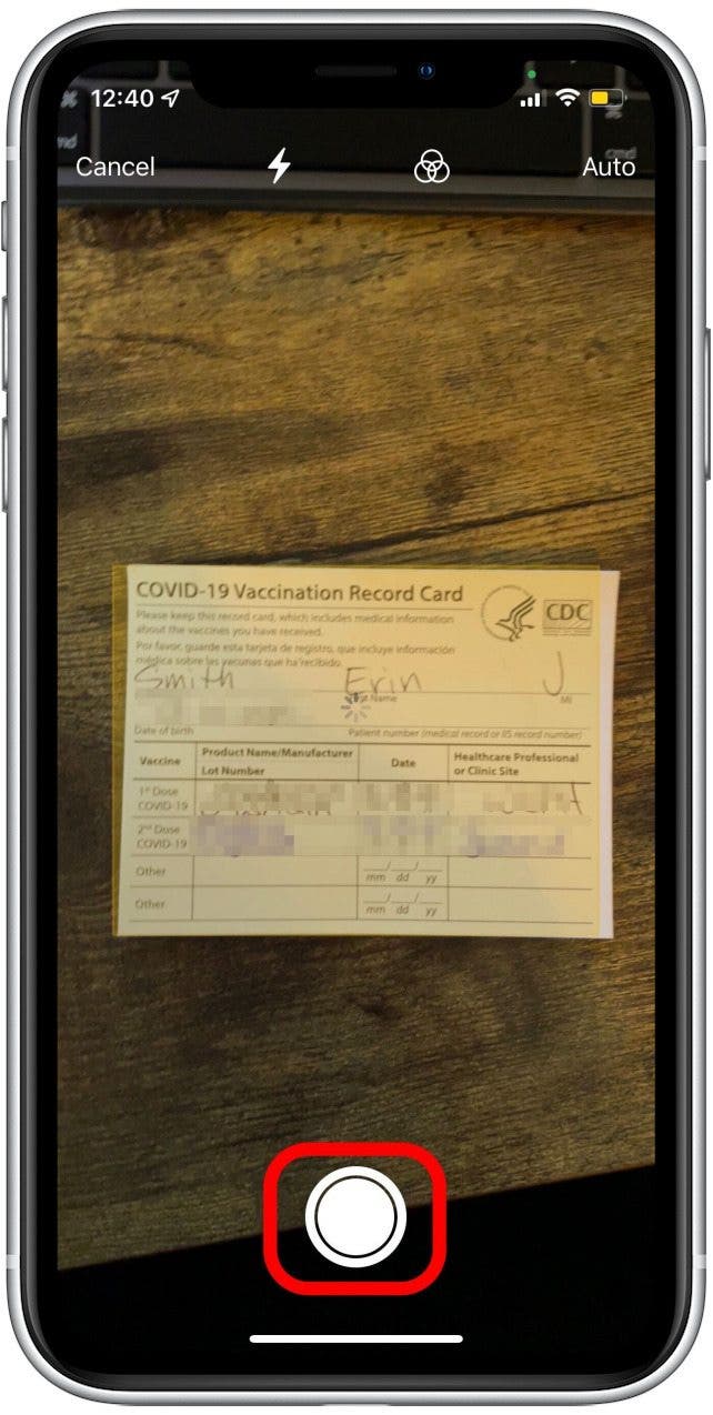 How to store COVID-19 card on iPhone