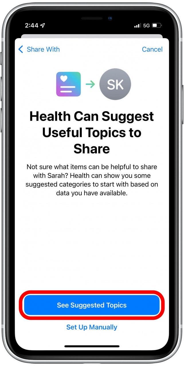 health app data sharing iPhone