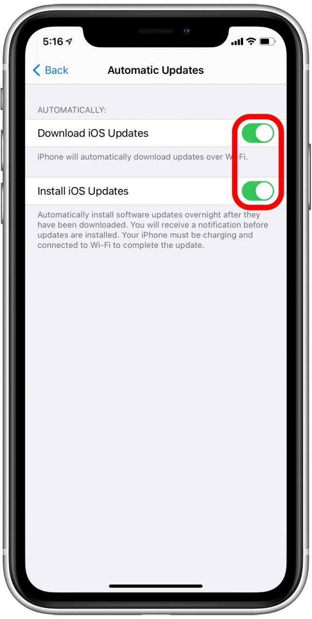 Make sure both toggles are green, which means they're enabled