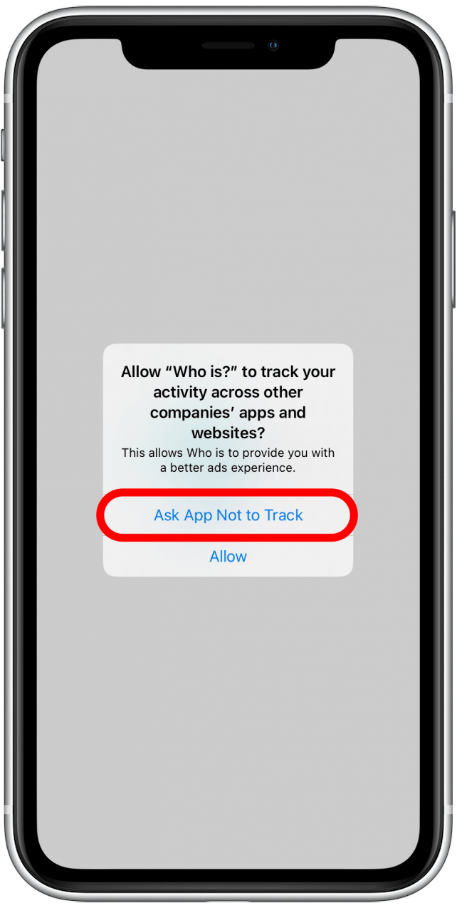 Ask app not to track