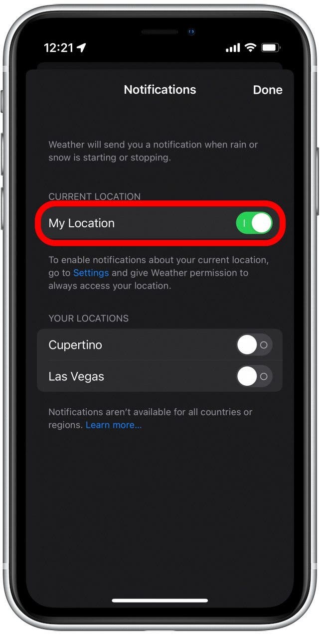 Tap the toggles to turn on notifications.