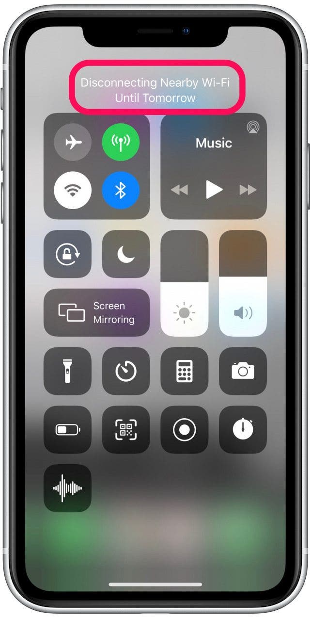 disconnect wifi iphone control center