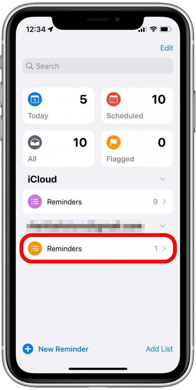 If you have multiple reminder lists, tap the one that your reminder is in.