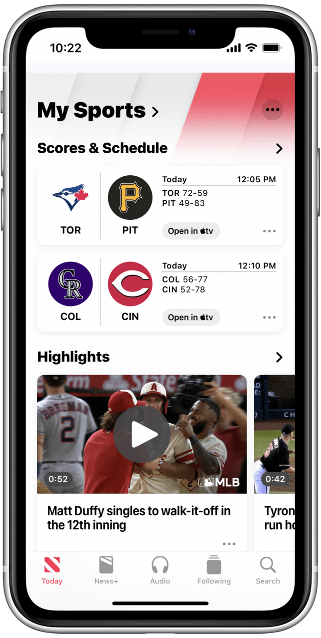 The My Sports section of your feed should now show you the latest news about your teams and sports.